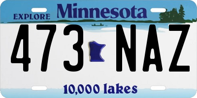 MN license plate 473NAZ