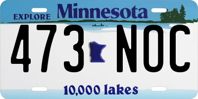 MN license plate 473NOC