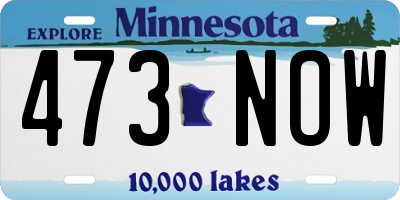 MN license plate 473NOW