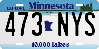 MN license plate 473NYS