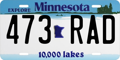 MN license plate 473RAD