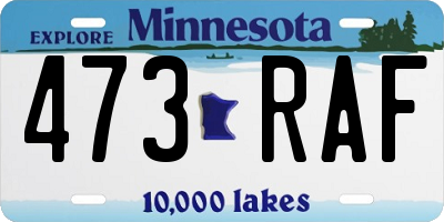 MN license plate 473RAF
