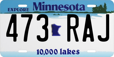 MN license plate 473RAJ