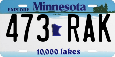MN license plate 473RAK