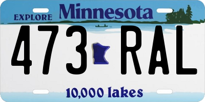 MN license plate 473RAL