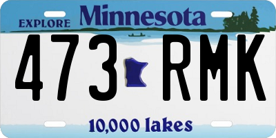 MN license plate 473RMK
