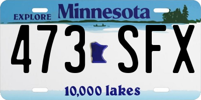 MN license plate 473SFX