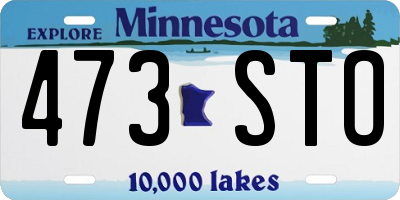 MN license plate 473STO