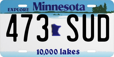 MN license plate 473SUD
