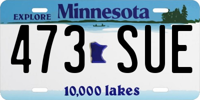 MN license plate 473SUE