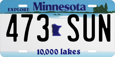 MN license plate 473SUN