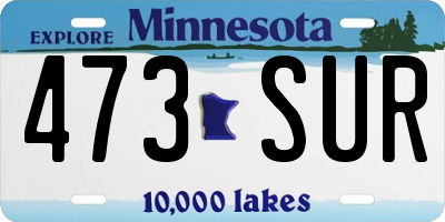 MN license plate 473SUR