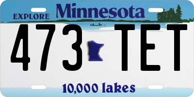 MN license plate 473TET