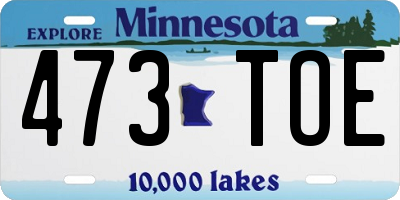 MN license plate 473TOE
