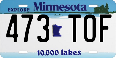 MN license plate 473TOF