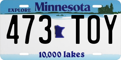 MN license plate 473TOY