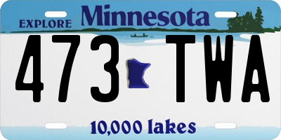 MN license plate 473TWA
