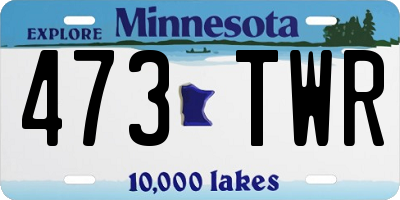 MN license plate 473TWR
