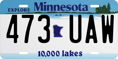 MN license plate 473UAW