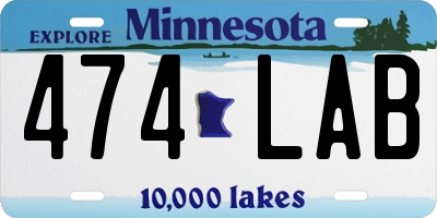 MN license plate 474LAB