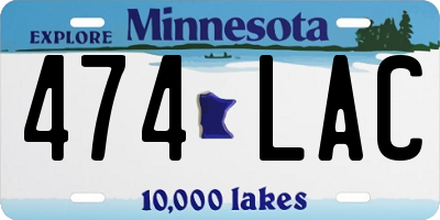 MN license plate 474LAC