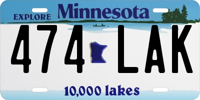 MN license plate 474LAK