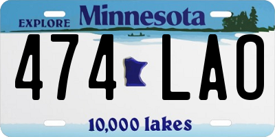 MN license plate 474LAO