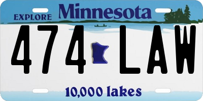 MN license plate 474LAW