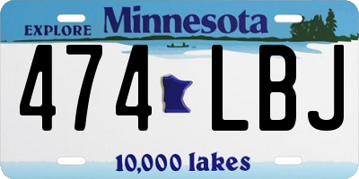 MN license plate 474LBJ