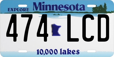 MN license plate 474LCD