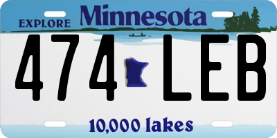 MN license plate 474LEB