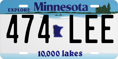 MN license plate 474LEE