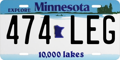 MN license plate 474LEG