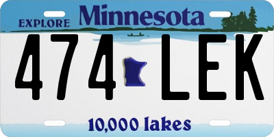 MN license plate 474LEK