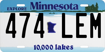 MN license plate 474LEM