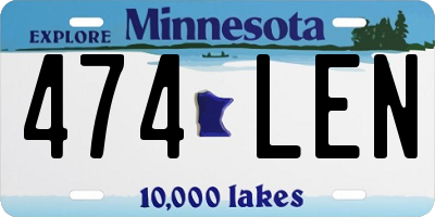 MN license plate 474LEN