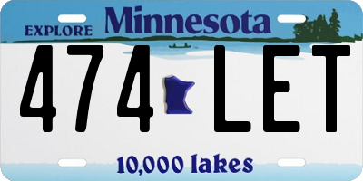 MN license plate 474LET
