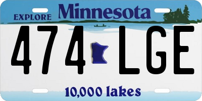 MN license plate 474LGE