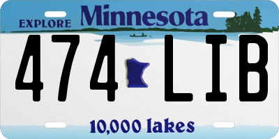 MN license plate 474LIB