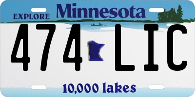 MN license plate 474LIC