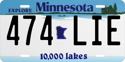 MN license plate 474LIE