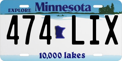 MN license plate 474LIX