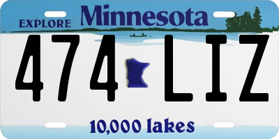 MN license plate 474LIZ