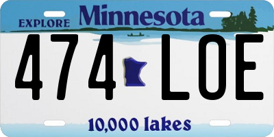 MN license plate 474LOE