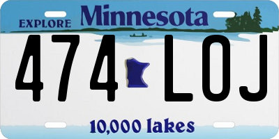 MN license plate 474LOJ