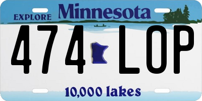 MN license plate 474LOP