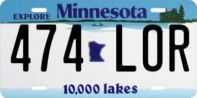 MN license plate 474LOR