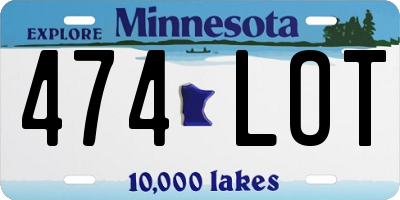 MN license plate 474LOT
