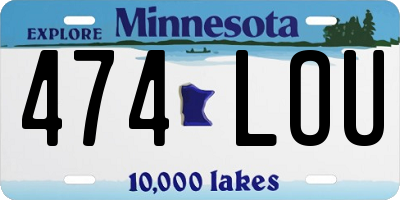 MN license plate 474LOU