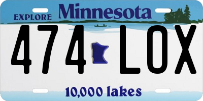 MN license plate 474LOX